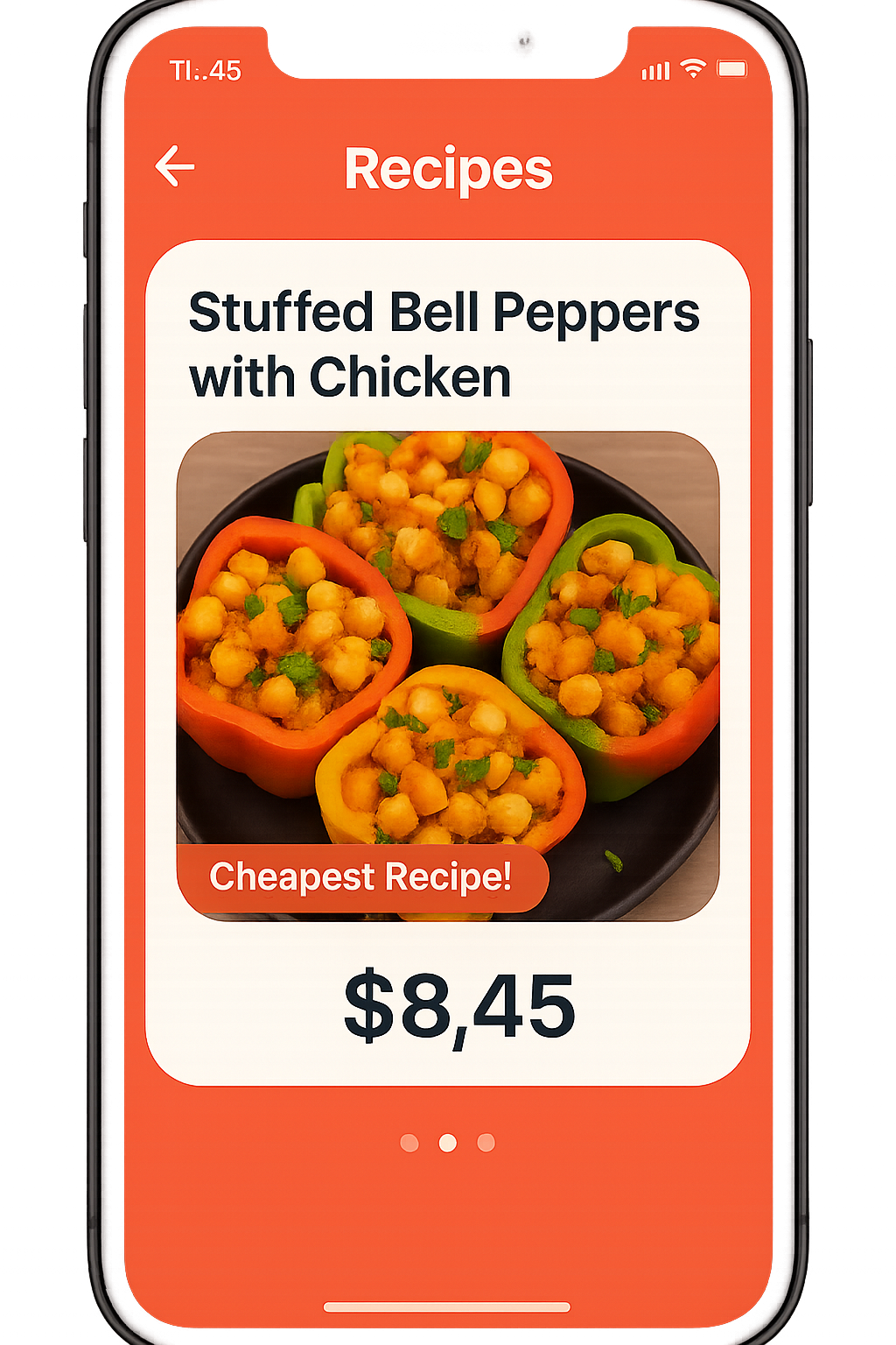 De Mibori app interface voor het vinden van recepten met aanbiedingen van supermarkten
