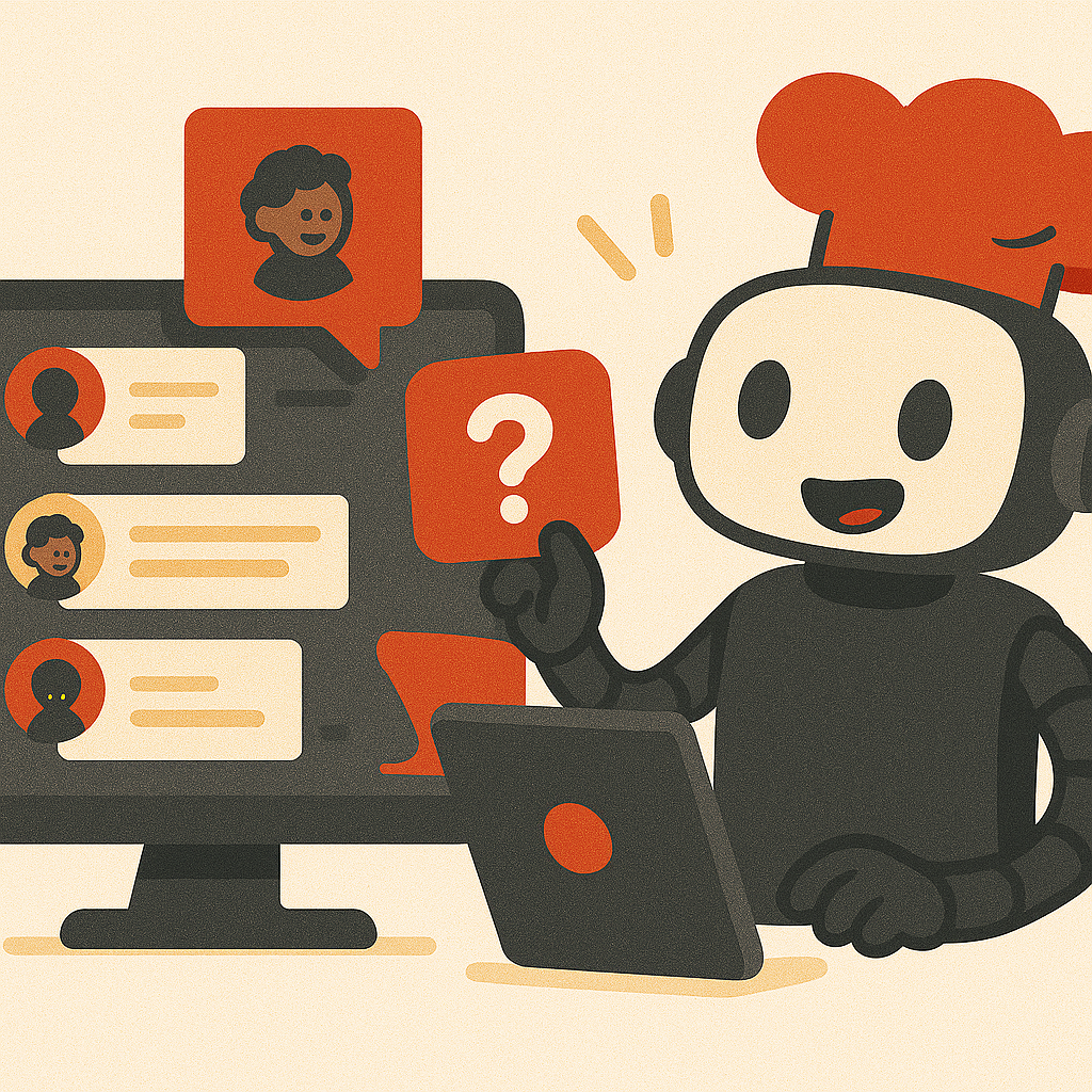 Illustratie van een persoon die een laptop gebruikt om een bericht te sturen